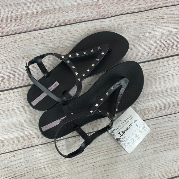 Ipanema Class Rockstar Fem Womens Sz 8 Flip Flops Sandals Black Studded - Picture 7 of 9